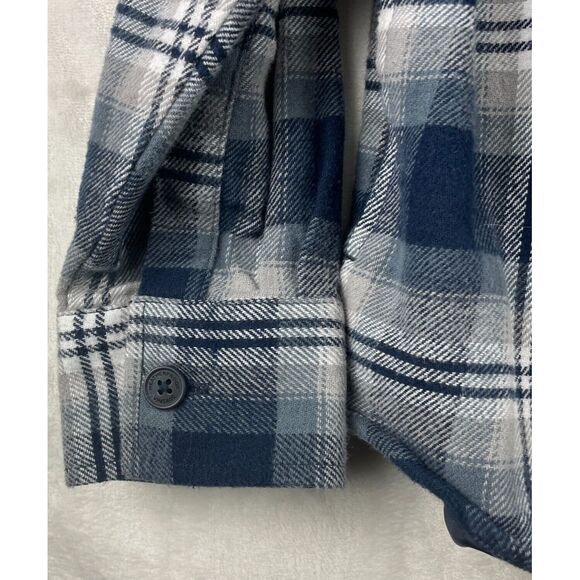 Weatherproof Vintage Men's Large Grey/Blu Plaid Flannel Lumberjack Outdoor Shirt - Picture 8 of 16